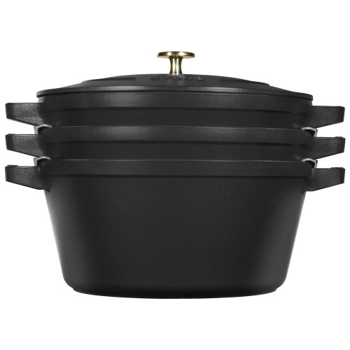 Staub 4PC Cast Iron Stackable Set - Matte Black