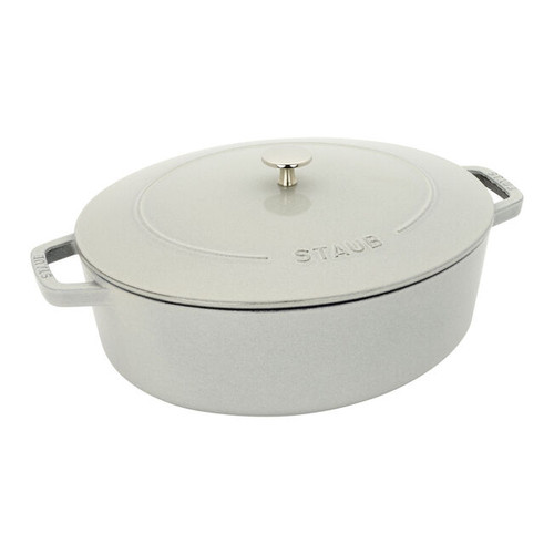Staub Cast Iron 6.25 qt. White Truffle Oval Cocotte