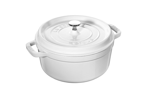 Staub Cast Iron 5 1/2 qt. Round Cocotte - White Truffle