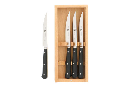Zwilling Essential 4 Piece Steak Knife Set with Beechwood Box
