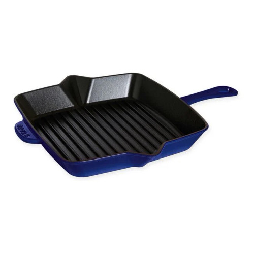 Staub Cast Iron American Square Grill Pan 12 x 12 inch - Dark Blue