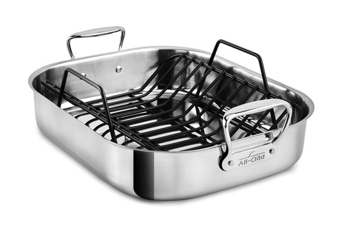 All-Clad Stainless Steel 16 x 13 Inch Large Roaster with Nonstick Rack