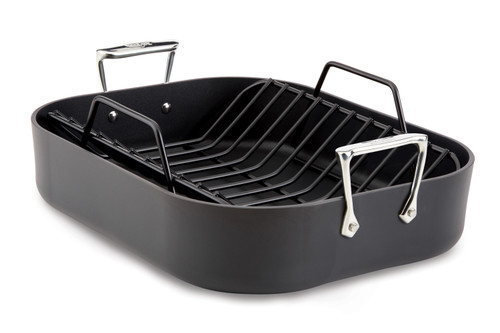 All-Clad HA1 Hard Anodized Nonstick 16 x 13 inch Large Roasting Pan with Nonstick Rack