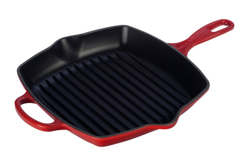 Le Creuset Signature Cast Iron 10 1/4 inch Square Skillet Grill - Cerise