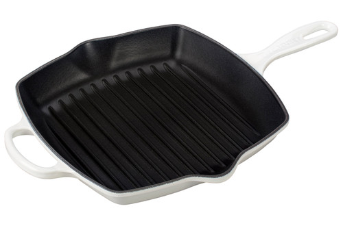 Le Creuset Signature Cast Iron 10 1/4 inch Square Skillet Grill - White