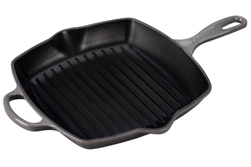 Le Creuset Signature Cast Iron 10 1/4 inch Square Skillet Grill - Oyster