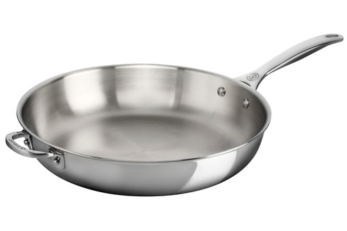 Le Creuset Premium Stainless Steel 12 1/2 inch Deep Fry Pan with Helper Handle