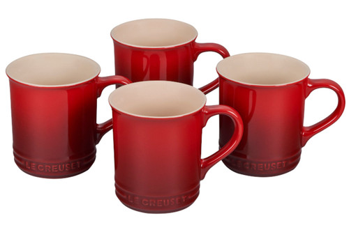 Le Creuset Stoneware Classic Set of 4 Coffee Mugs - Cerise