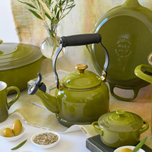 Le Creuset Demi Tea Kettle with Gold Knob - Olive