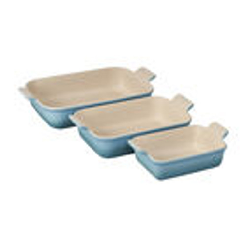 Le Creuset Heritage 3 Piece Rectangular Baking Dish Set - Caribbean