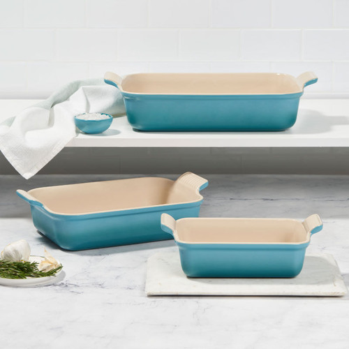 Le Creuset Heritage 3 Piece Rectangular Baking Dish Set - Caribbean