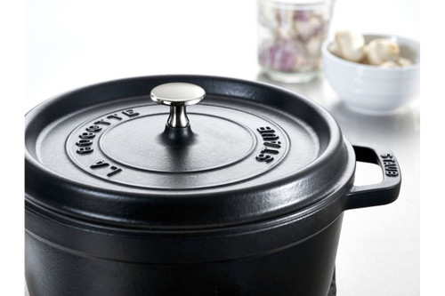 Staub Cast Iron 9 qt. Matte Black Round Cocotte