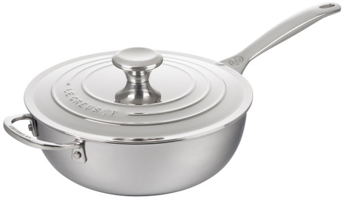 Le Creuset Nonstick Stainless Steel 3.5 Quart Saucier Pan with Lid