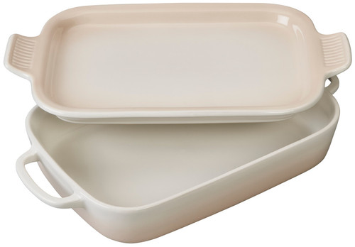 Le Creuset Stoneware 2.75QT Rectangular Dish with Platter Lid - Meringue