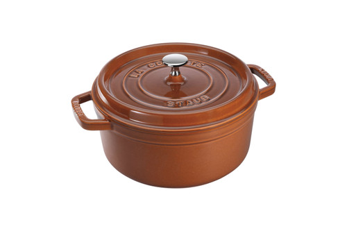 Staub Cast Iron 7 qt. Round Cocotte - Burnt Orange with Stainless Steel Knob