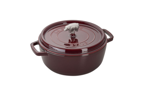 Staub Cast Iron 6 qt. Cochon Shallow Wide Round Cocotte - Grenadine