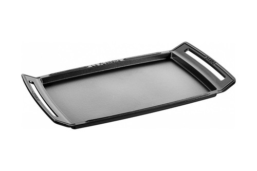 Staub Cast Iron 18.5 X 9.8 inch Double Burner Griddle/Plancha - Matte Black