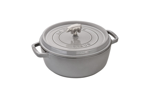Staub Cast Iron 6 qt. Cochon Shallow Wide Round Cocotte - Graphite Grey