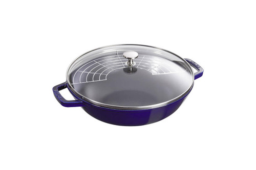 Staub Cast Iron 4.5 Quart Perfect Pan with Glass Lid - Dark Blue