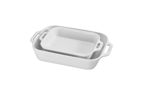 Staub Ceramic 2 Piece Rectangular Baking Dish Set - White
