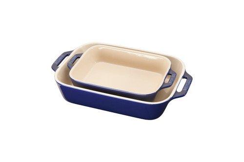 Staub Ceramic 2 Piece Rectangular Baking Dish Set - Dark Blue