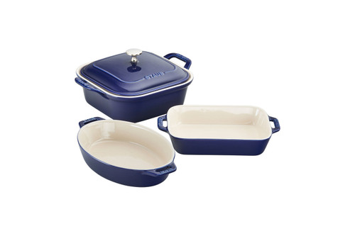 Staub Ceramic 4 Piece Mixed Baking Set - Dark Blue