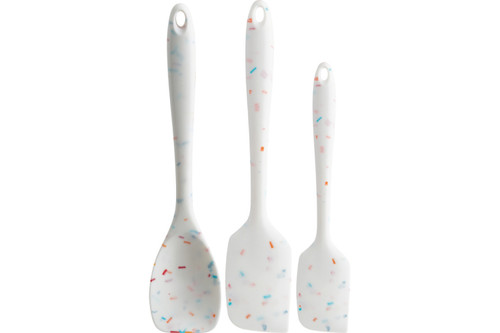 Trudeau Silicone 3-Piece Tool Set - White Confetti